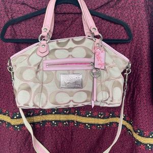 Coach Poppy Pink satchel Shoulder bag 2 bag Charms